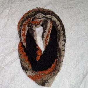 Black and Orange Infinity Scarf Cozy Knit Accessory
